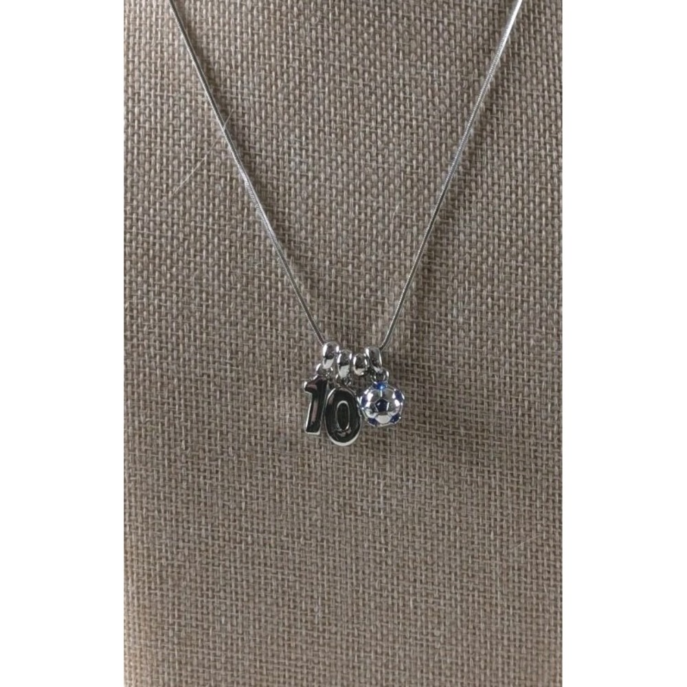Violet‎ Victoria Sterling Silver Soccer Necklace Number 10 Blue Crystal Charm